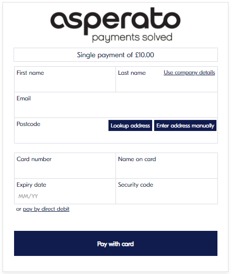 Asperato standard payment template