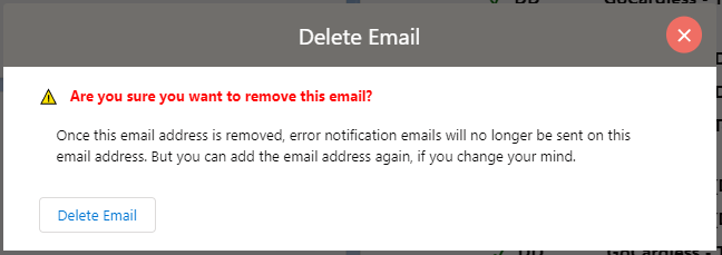 Remove Email Address Confirmation Screen