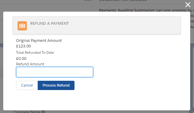 Refund dialog